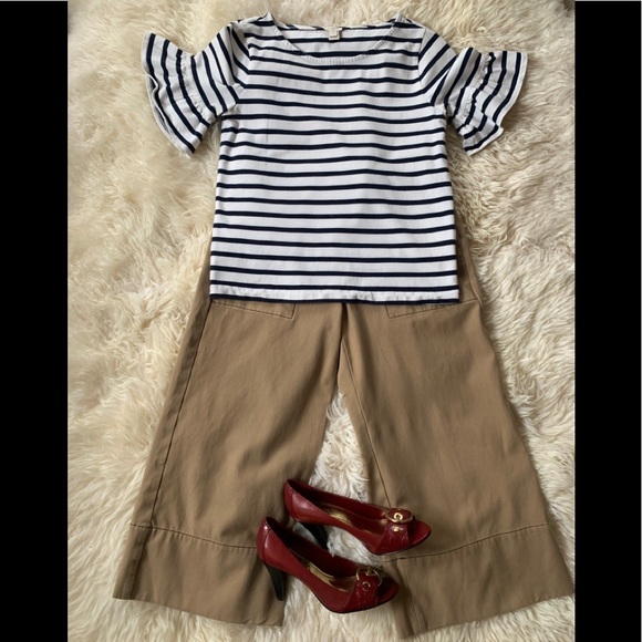 J.Crew Ruffle Sleeve Crew Neck Striped Top - XS - Picture 5 of 11
